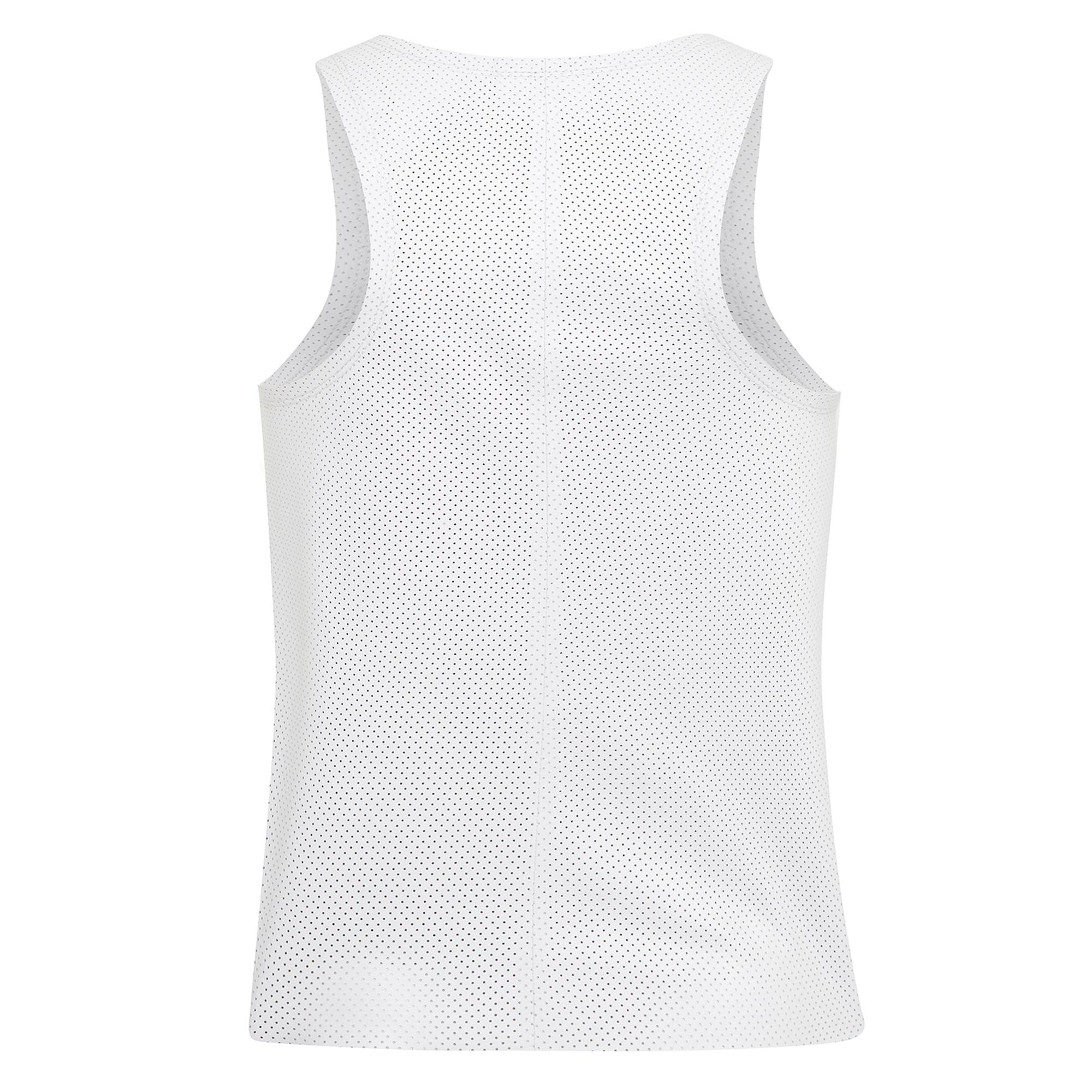 Itala Beyaz Kadın Yuvarlak Yakalı Perforeli Deri Bluz