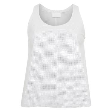  Itala Beyaz Kadın Yuvarlak Yakalı Perforeli Deri Bluz