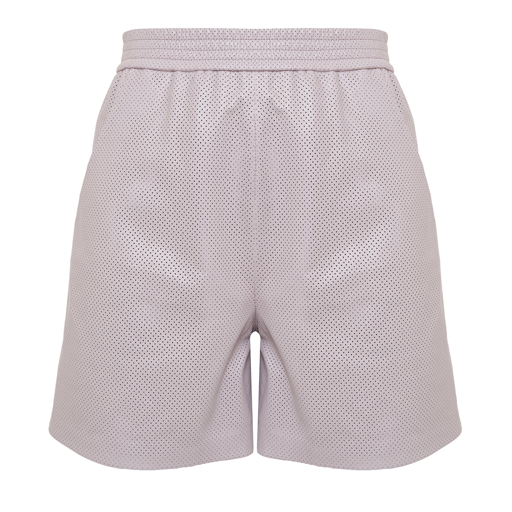 Ines Light Rose Kadın Yüksek Bel Perforeli Deri Şort