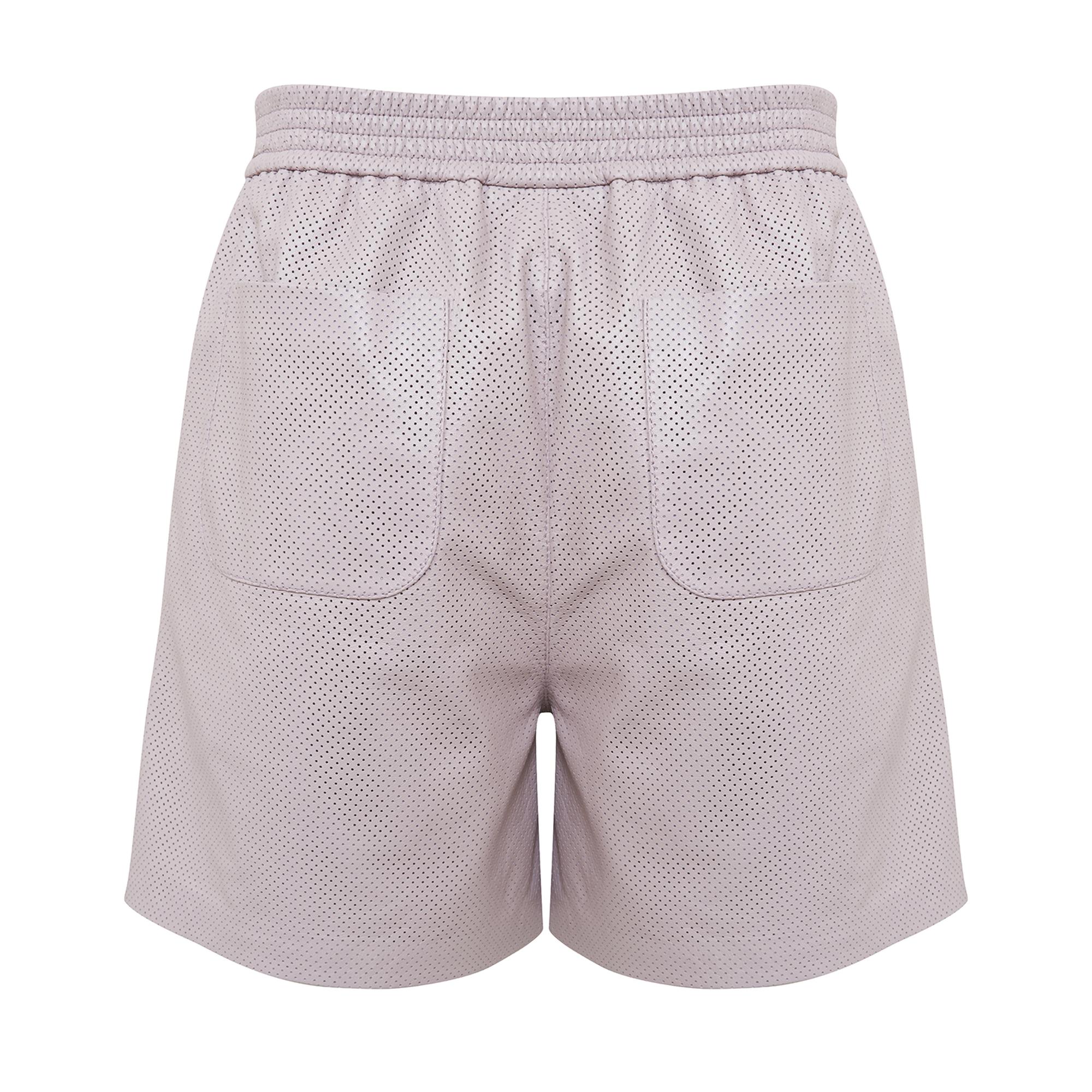 Ines Light Rose Kadın Yüksek Bel Perforeli Deri Şort