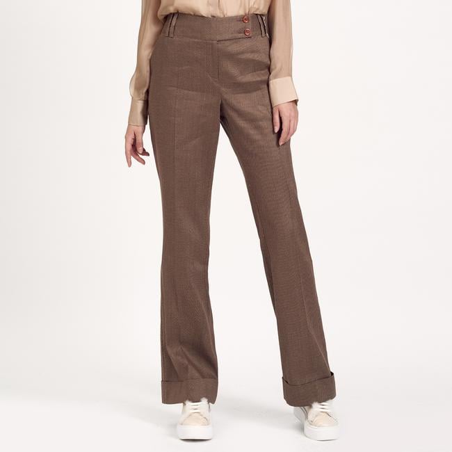  Kahve Keten Kadın Pantolon