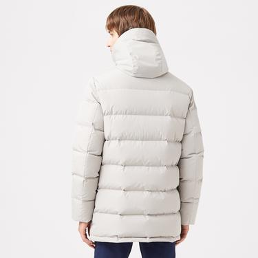  Erkek Kapüşonlu Gri Şişme Mont