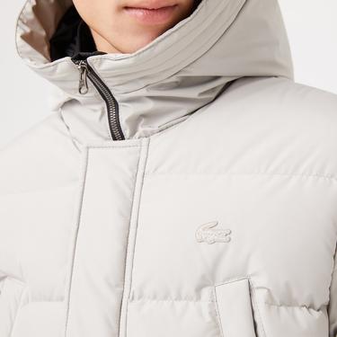  Erkek Kapüşonlu Gri Şişme Mont