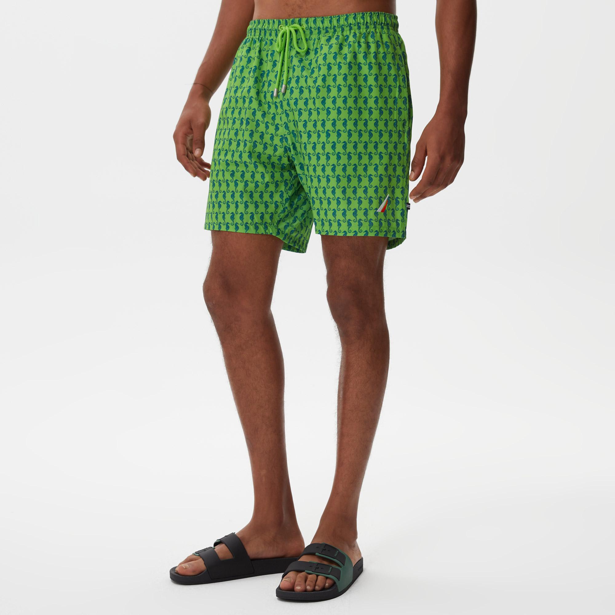Nautica Erkek Yeşil Baskılı Deniz Şortu