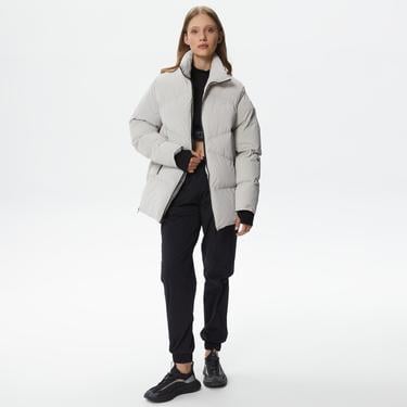  Lacoste Kadın Dik Yaka Kapitone Açık Gri Mont