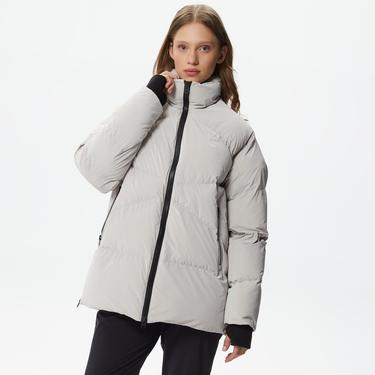  Lacoste Kadın Dik Yaka Kapitone Açık Gri Mont