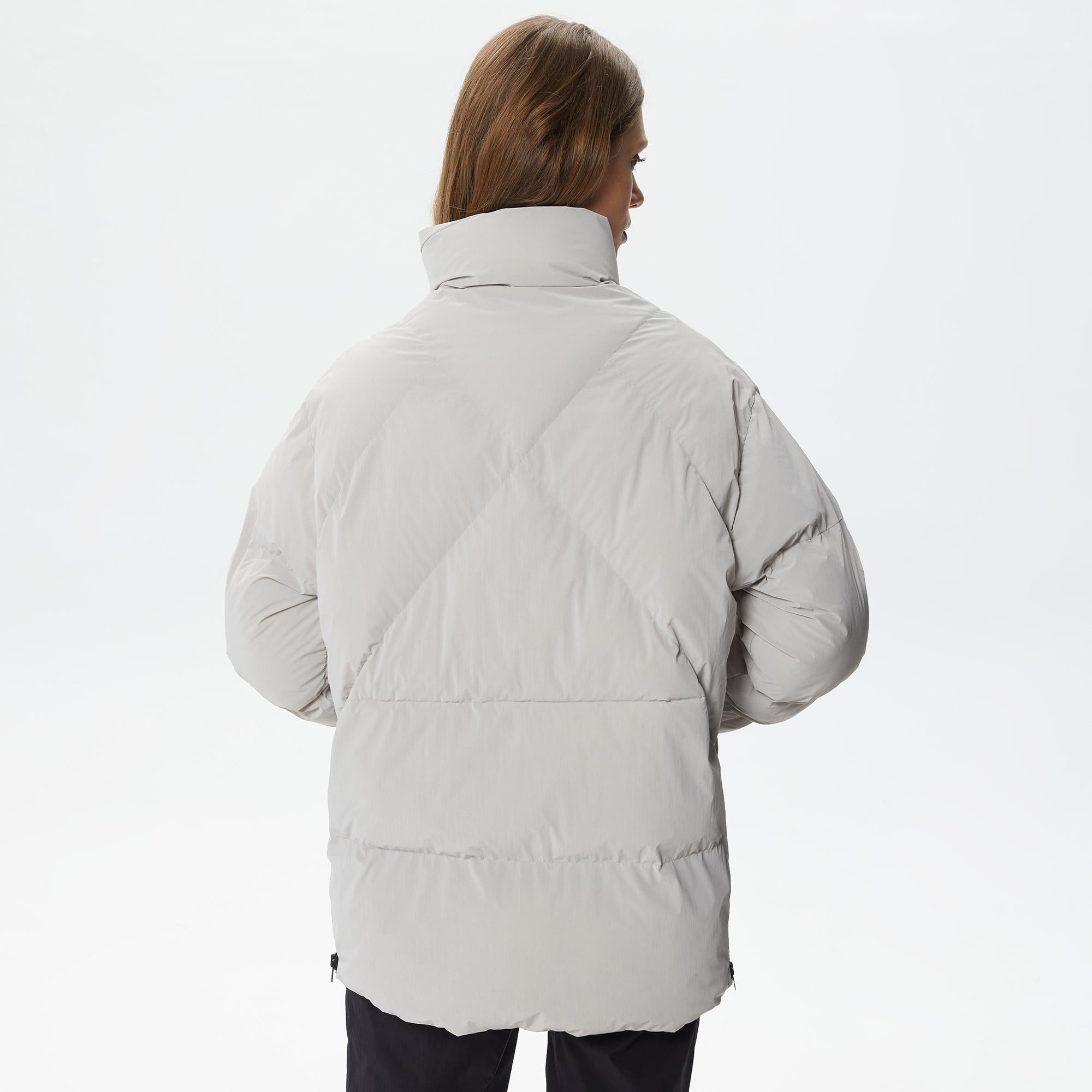 Lacoste Kadın Dik Yaka Kapitone Açık Gri Mont