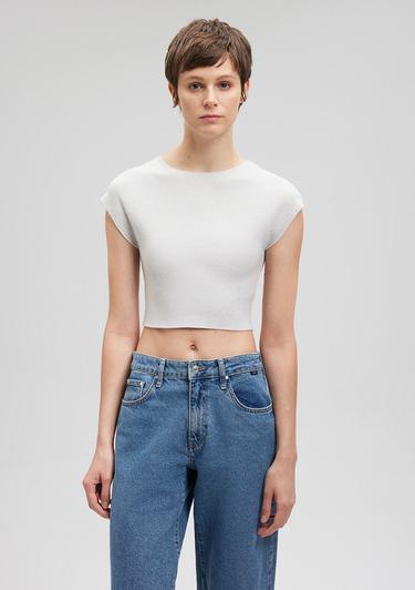  Mavi Gri Crop Triko Top 1710426-86685