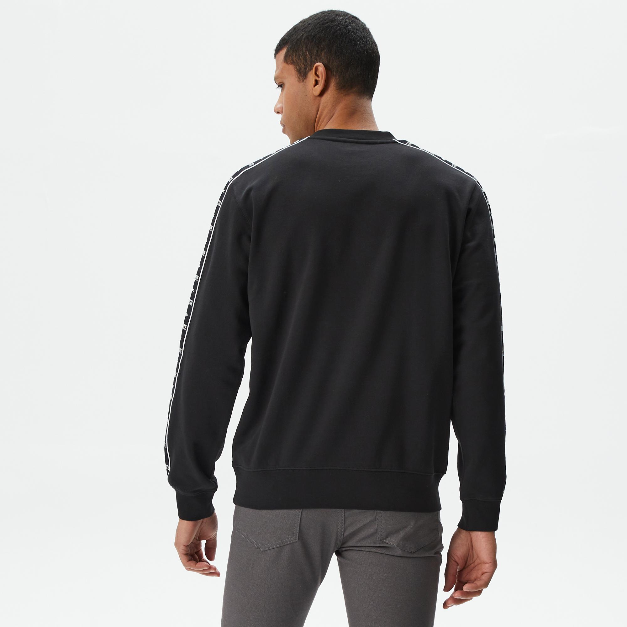 Erkek Classic Fit Bisiklet Yaka Baskılı Siyah Sweatshirt