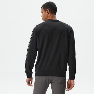  Erkek Classic Fit Bisiklet Yaka Baskılı Siyah Sweatshirt