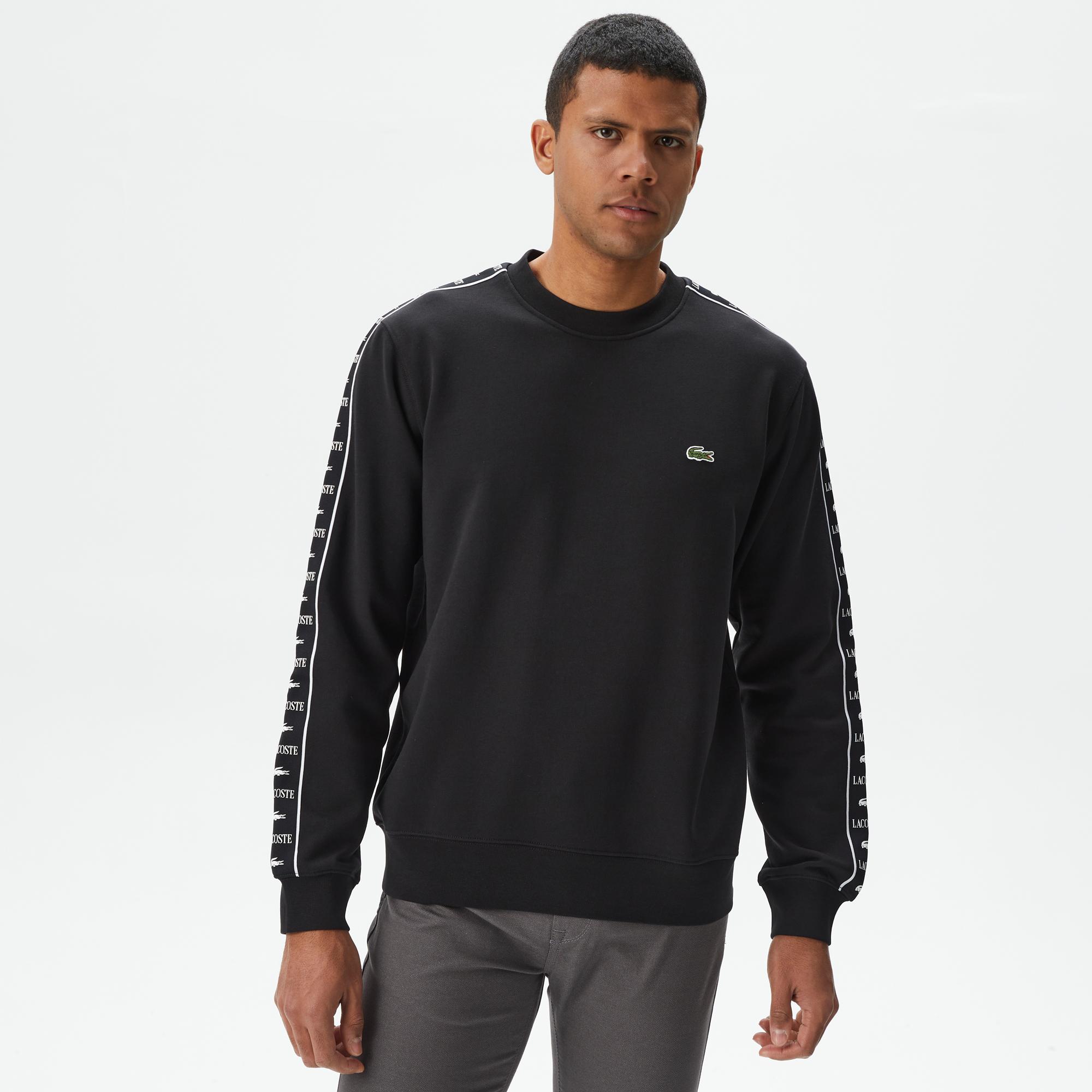 Erkek Classic Fit Bisiklet Yaka Baskılı Siyah Sweatshirt