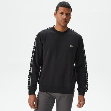  Erkek Classic Fit Bisiklet Yaka Baskılı Siyah Sweatshirt