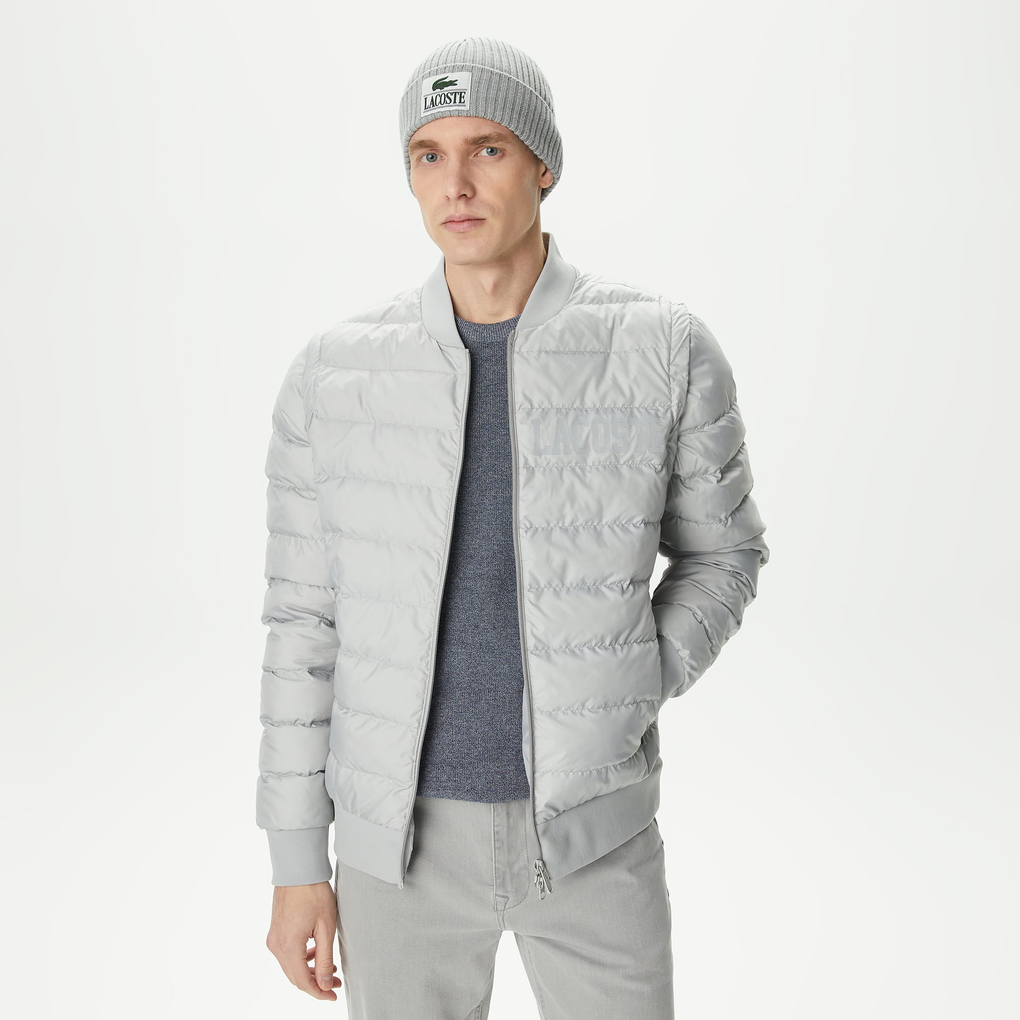  Erkek Kapitone Gri Mont