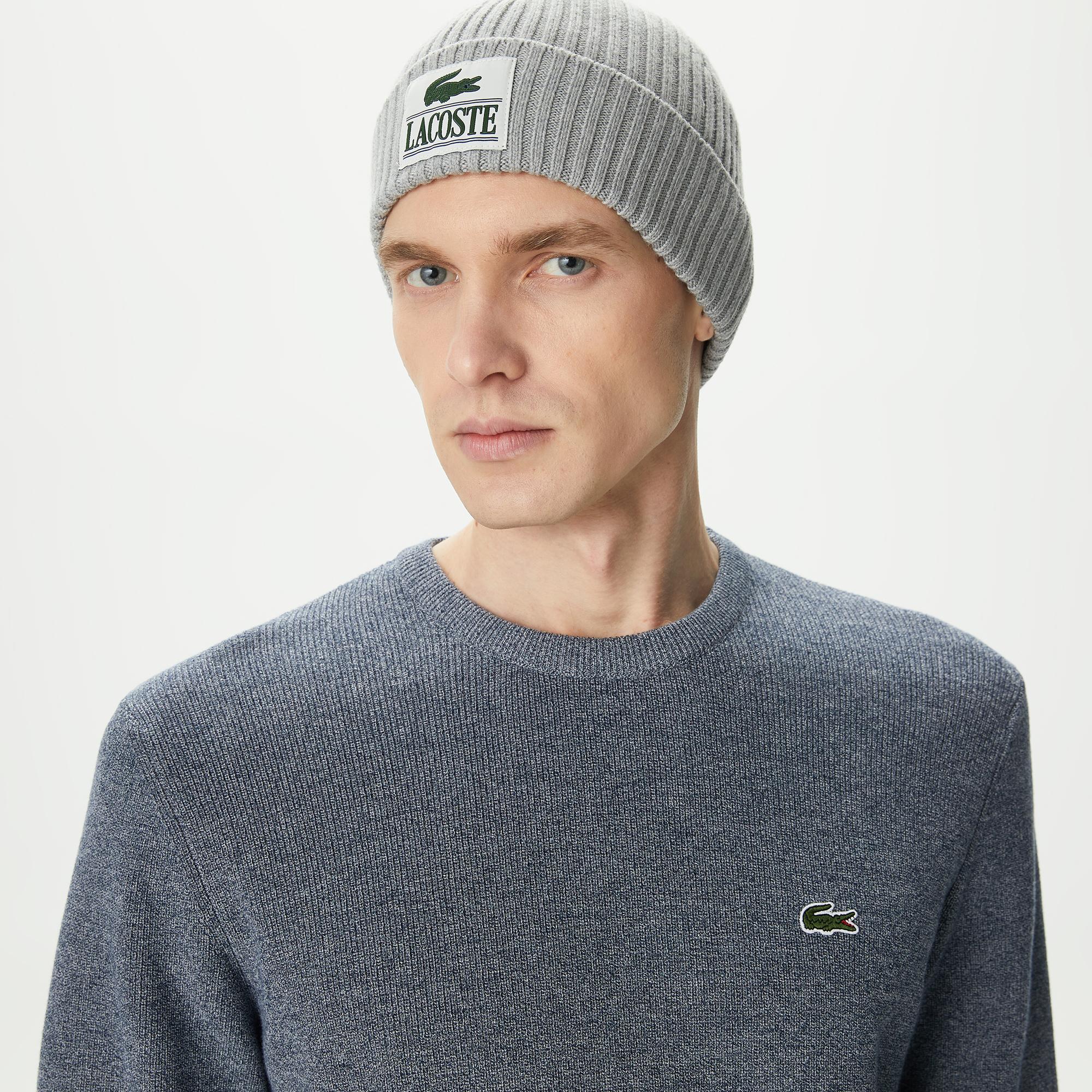 Erkek Regular Fit Bisiklet Yaka Gri Kazak