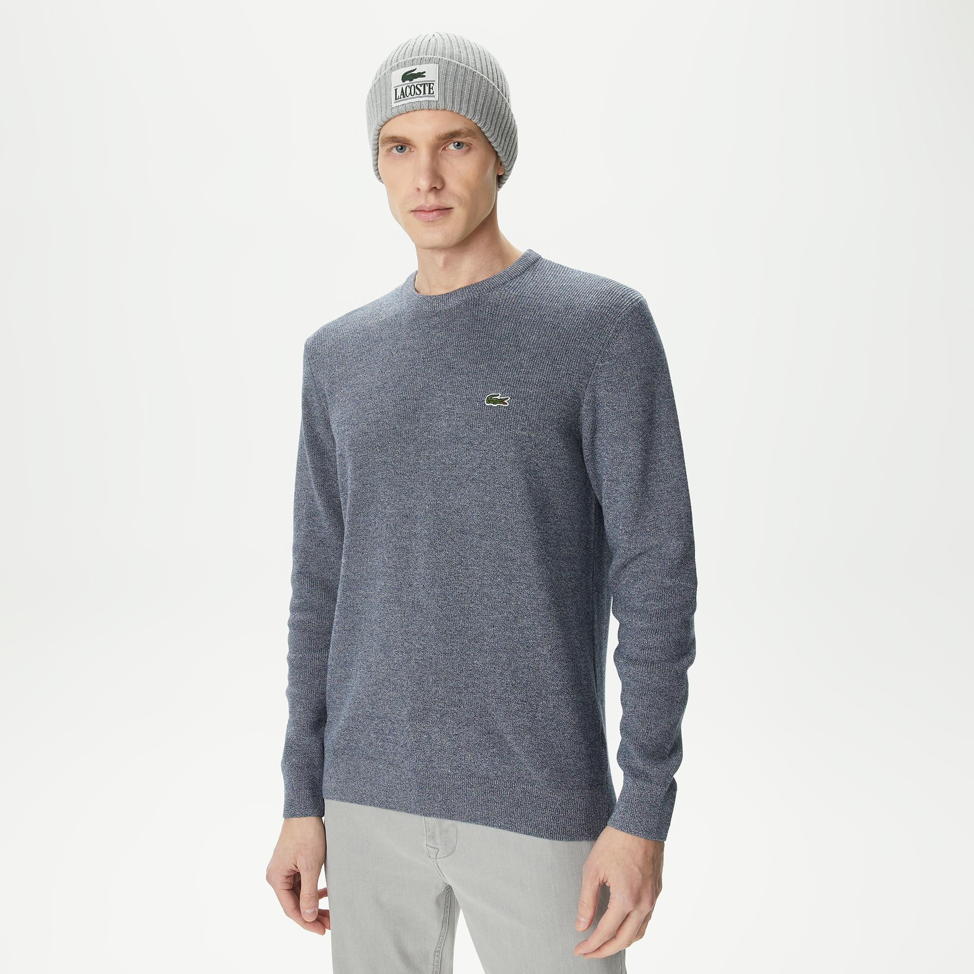 Erkek Regular Fit Bisiklet Yaka Gri Kazak