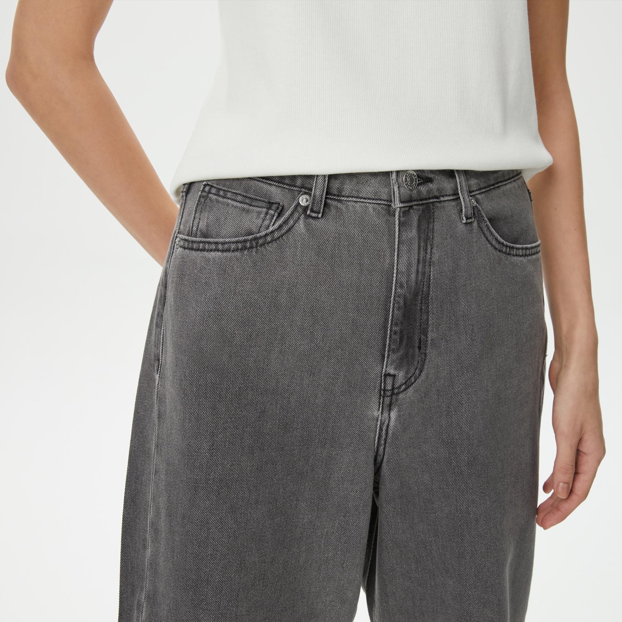 Lacoste Kadın Loose Fit Gri Jean Pantolon