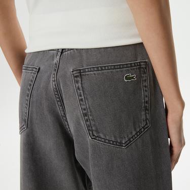  Lacoste Kadın Loose Fit Gri Jean Pantolon