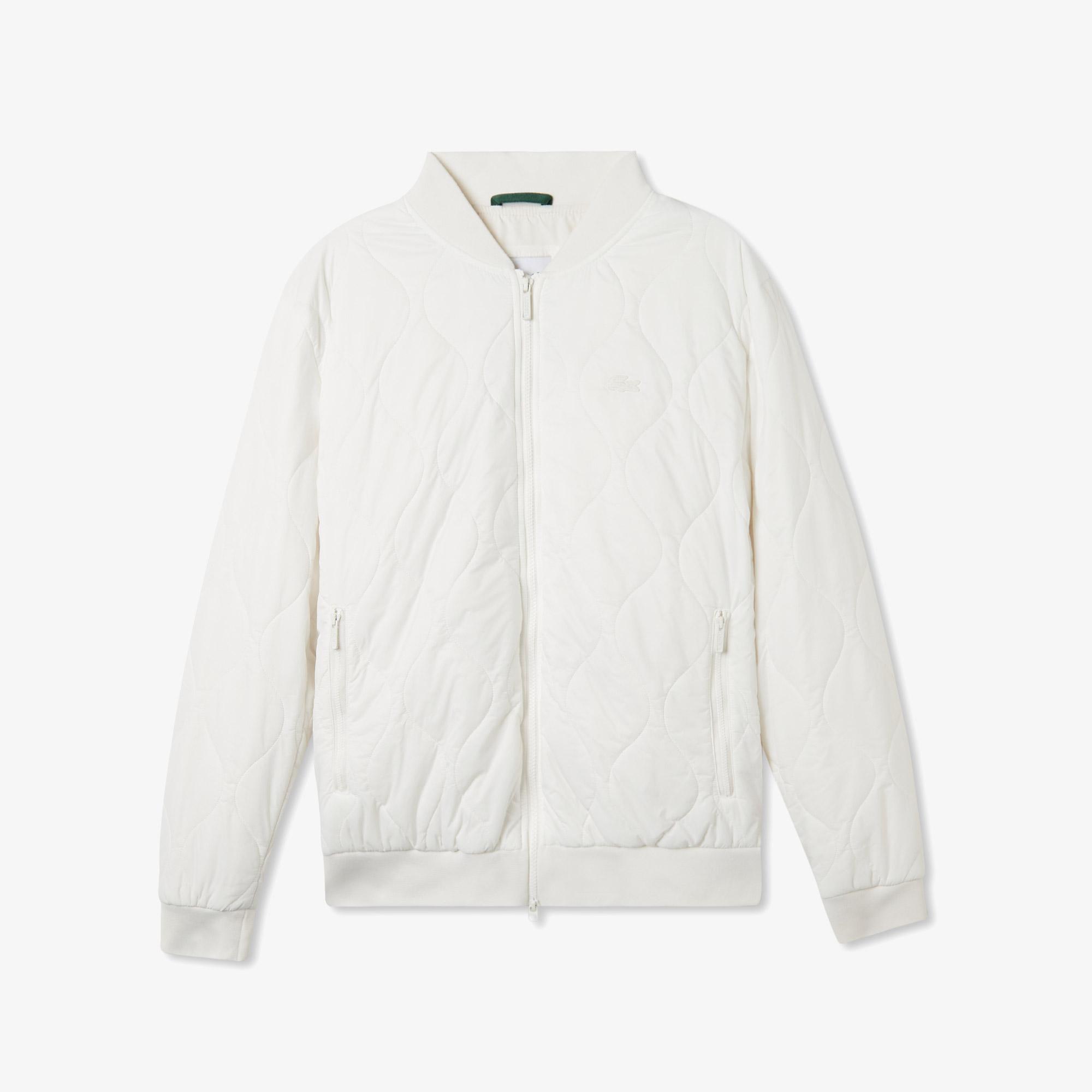 Erkek Dik Yaka Kapitone Beyaz Mont