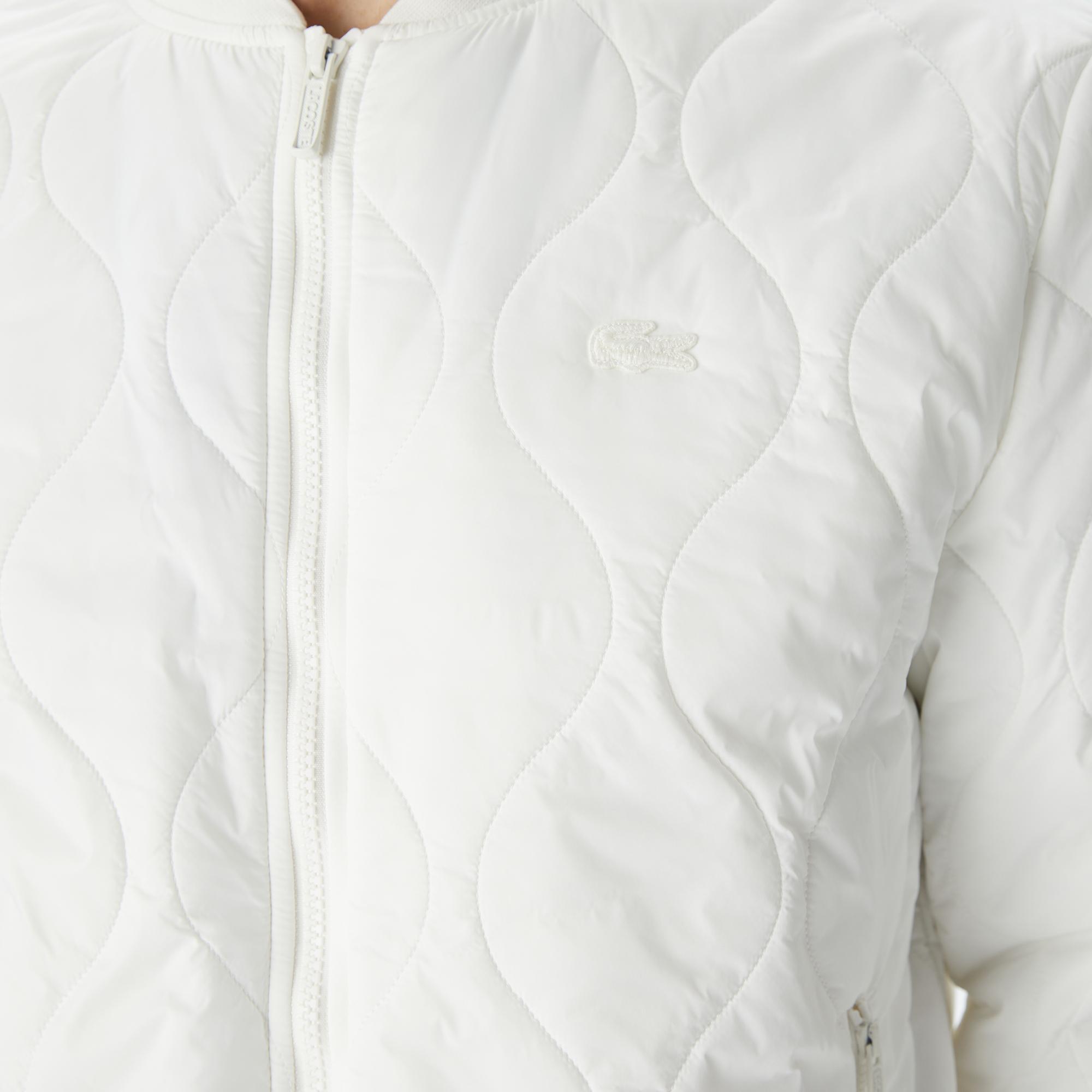 Erkek Dik Yaka Kapitone Beyaz Mont