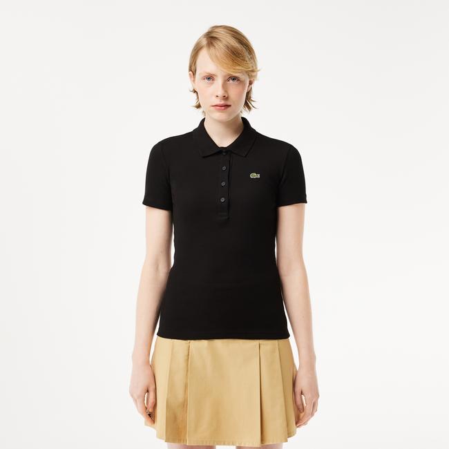  Lacoste L.12.D Kadın Slim Fit Siyah Polo