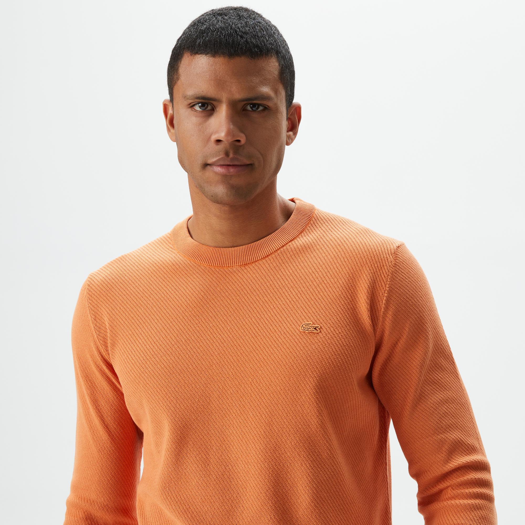 Erkek Regular Fit Bisiklet Yaka Turuncu Kazak