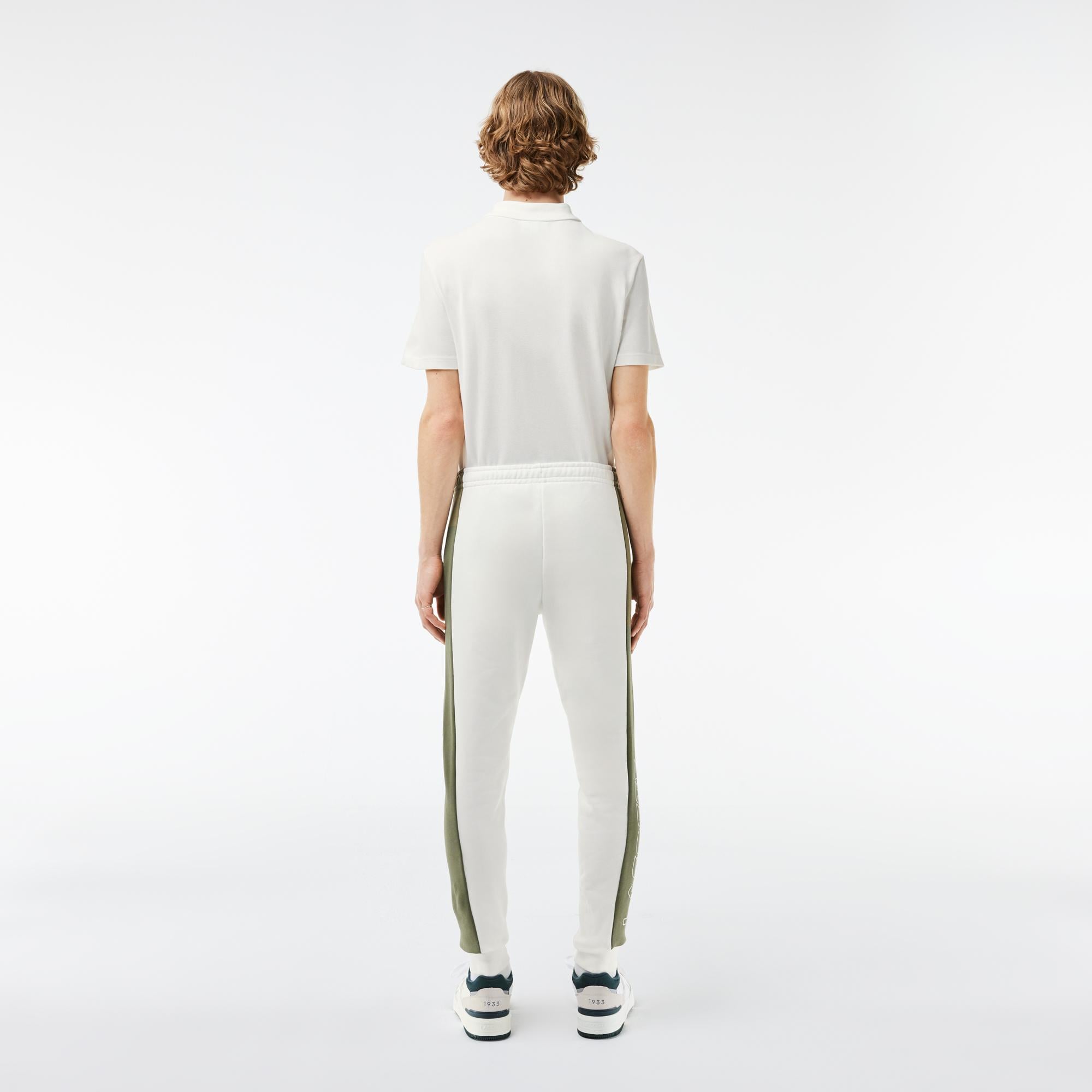 Erkek Tapered Fit Renk Bloklu Krem Eşofman Altı