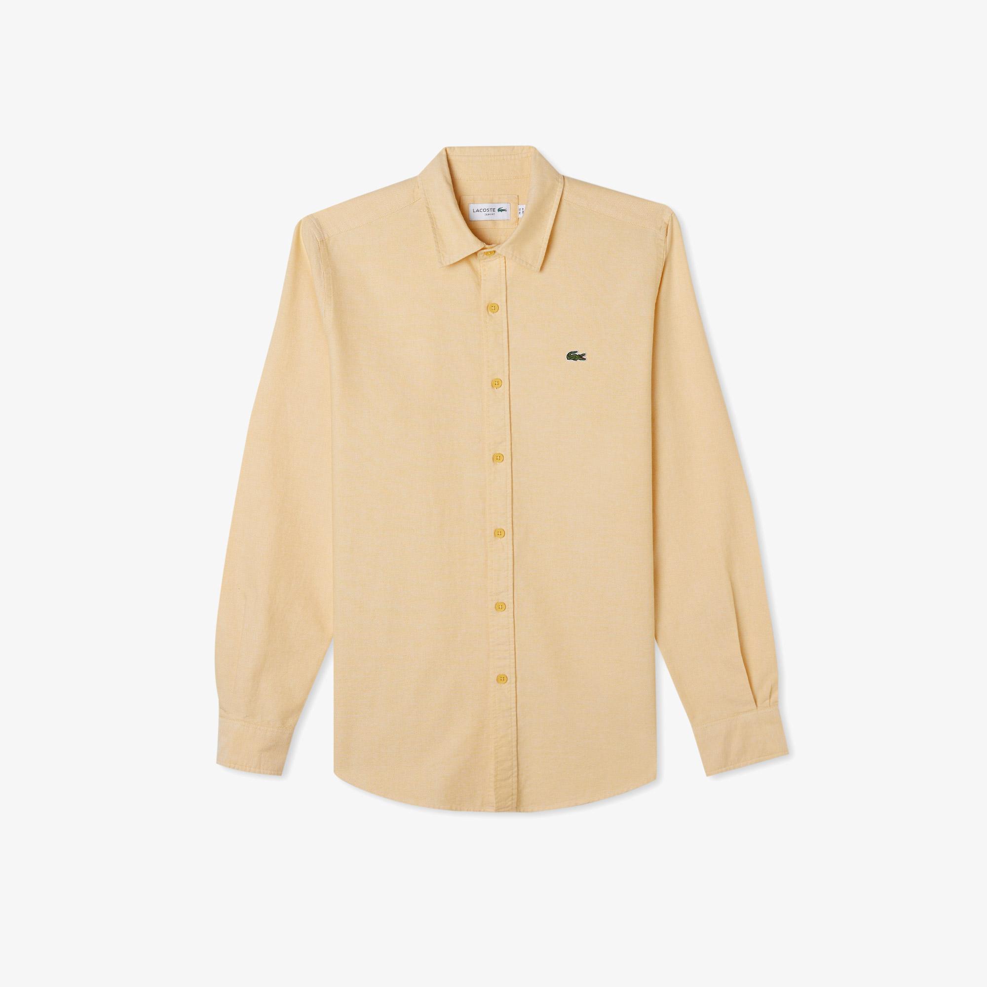 Erkek Slim Fit Sarı Gömlek