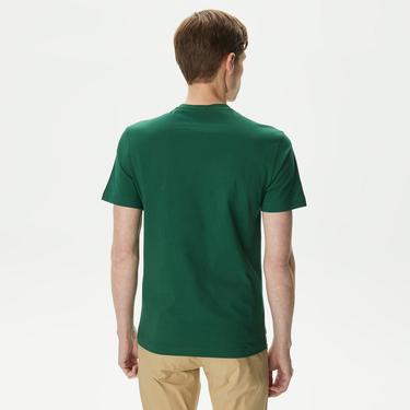  Erkek Regular Fit Bisiklet Yaka Baskılı Yeşil T-Shirt