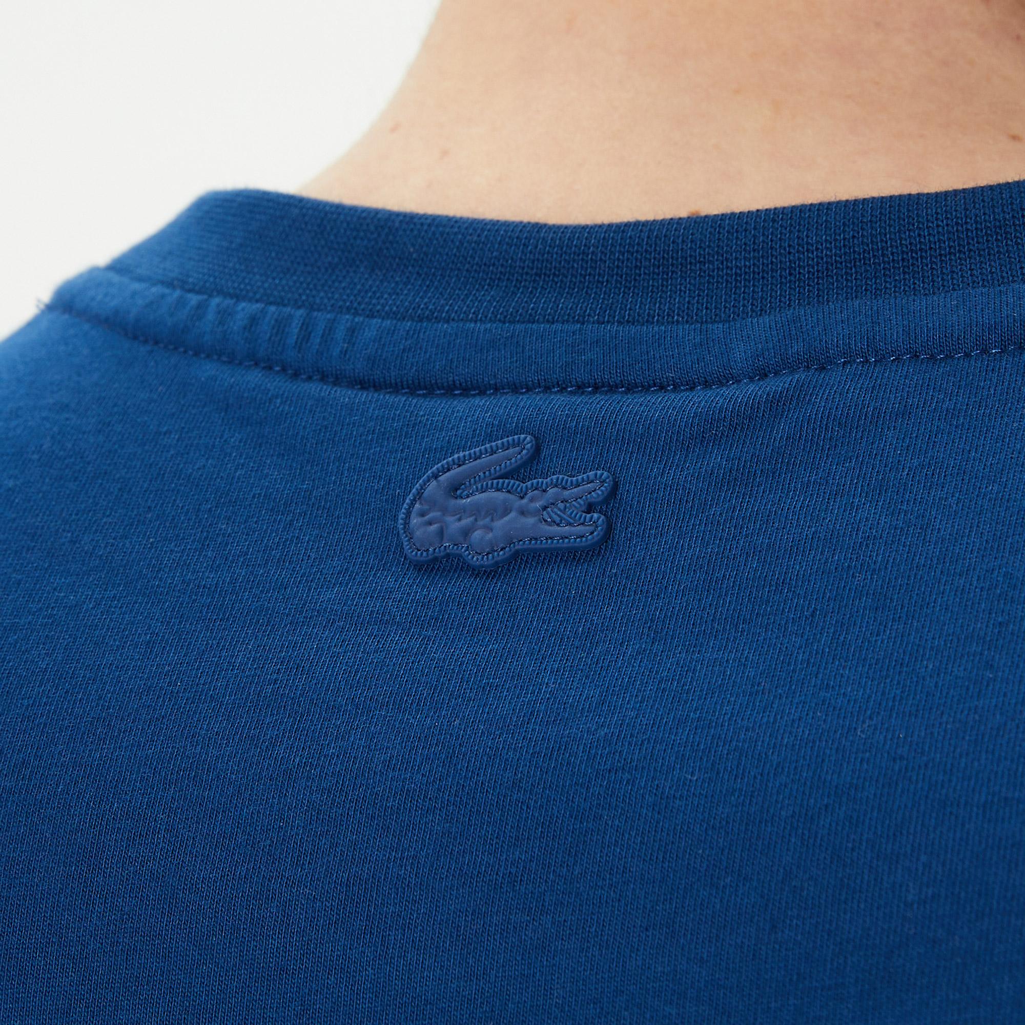 Erkek Slim Fit Bisiklet Yaka Baskılı Lacivert T-Shirt