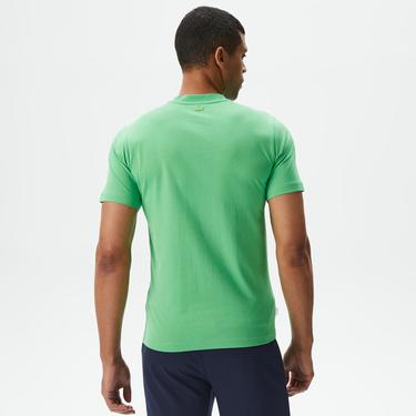  Erkek Slim Fit Bisiklet Yaka Baskılı Yeşil T-Shirt
