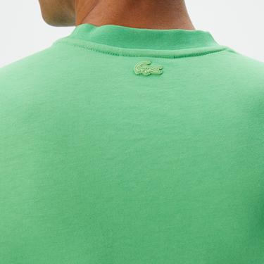  Erkek Slim Fit Bisiklet Yaka Baskılı Yeşil T-Shirt