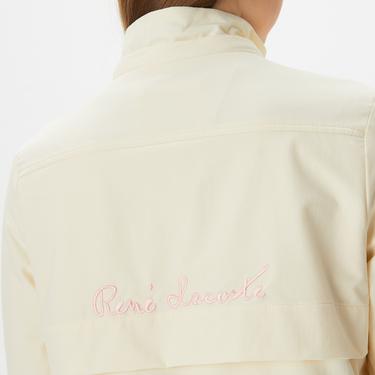  Kadın Kapüşonlu Baskılı Beyaz Mont