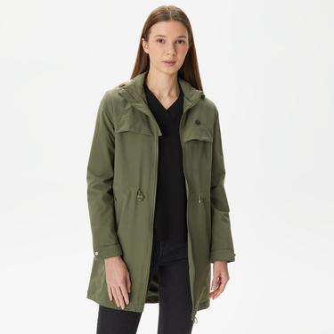  Kadın Kapüşonlu Haki Mont