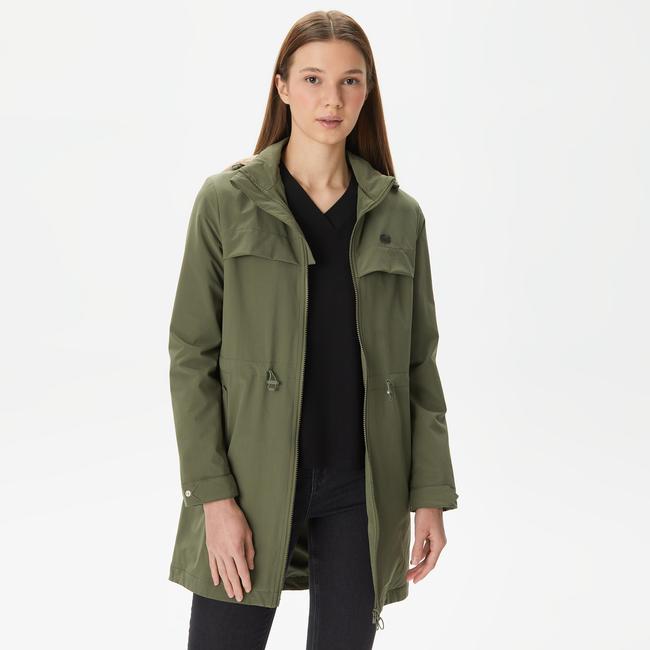  Kadın Kapüşonlu Haki Mont