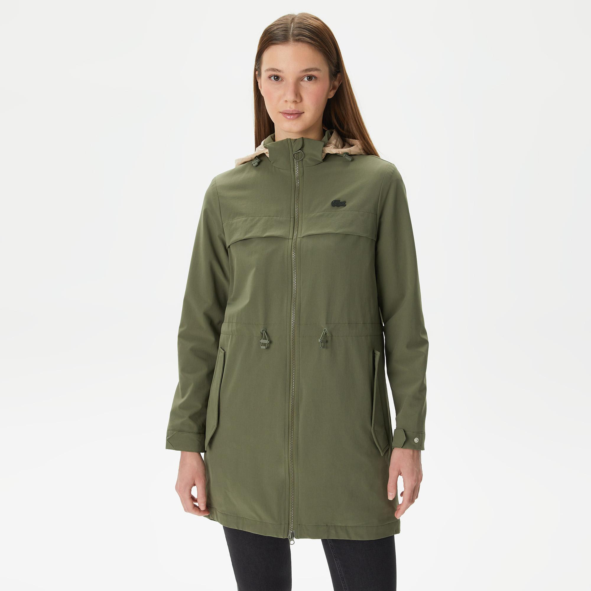 Kadın Kapüşonlu Haki Mont