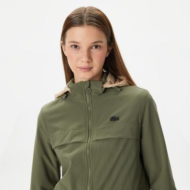  Kadın Kapüşonlu Haki Mont