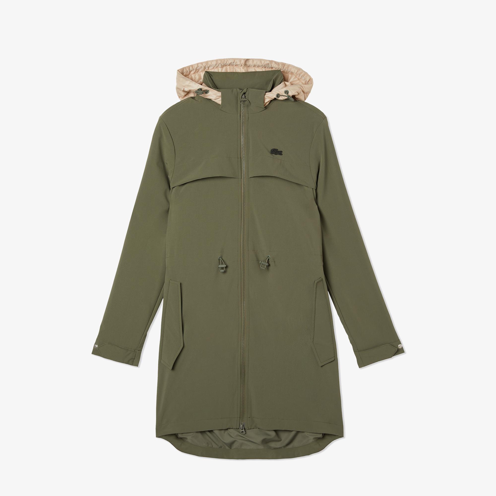 Kadın Kapüşonlu Haki Mont