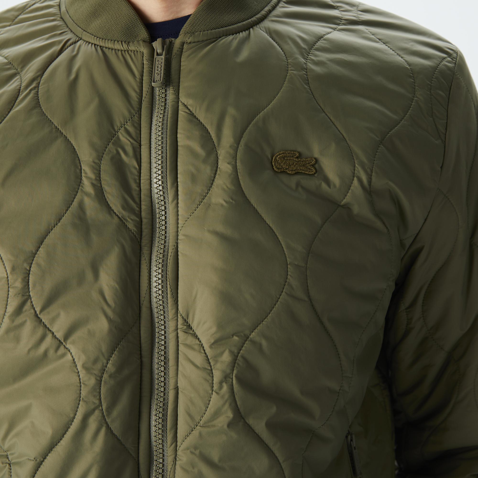 Erkek Dik Yaka Kapitone Haki Mont