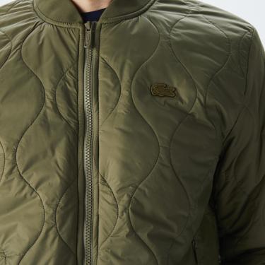  Erkek Dik Yaka Kapitone Haki Mont