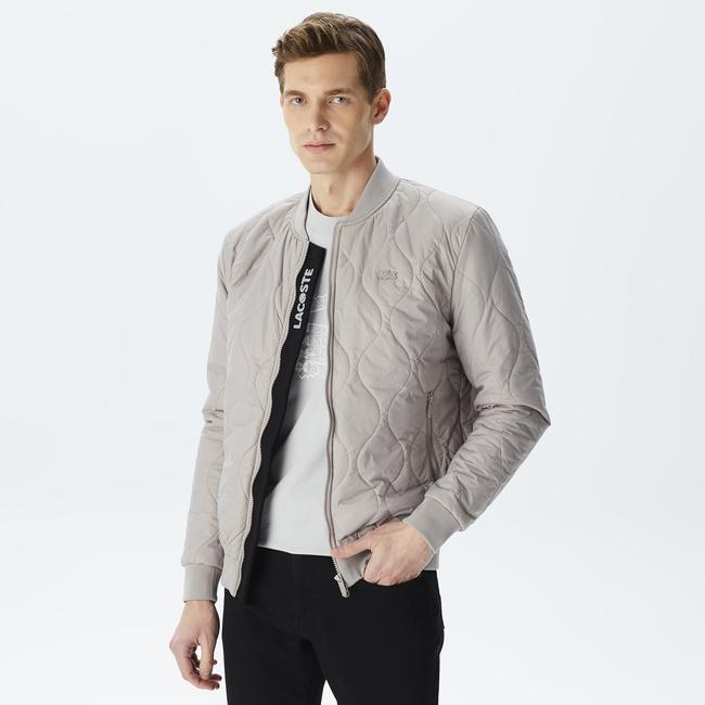  Erkek Dik Yaka Kapitone Gri Mont