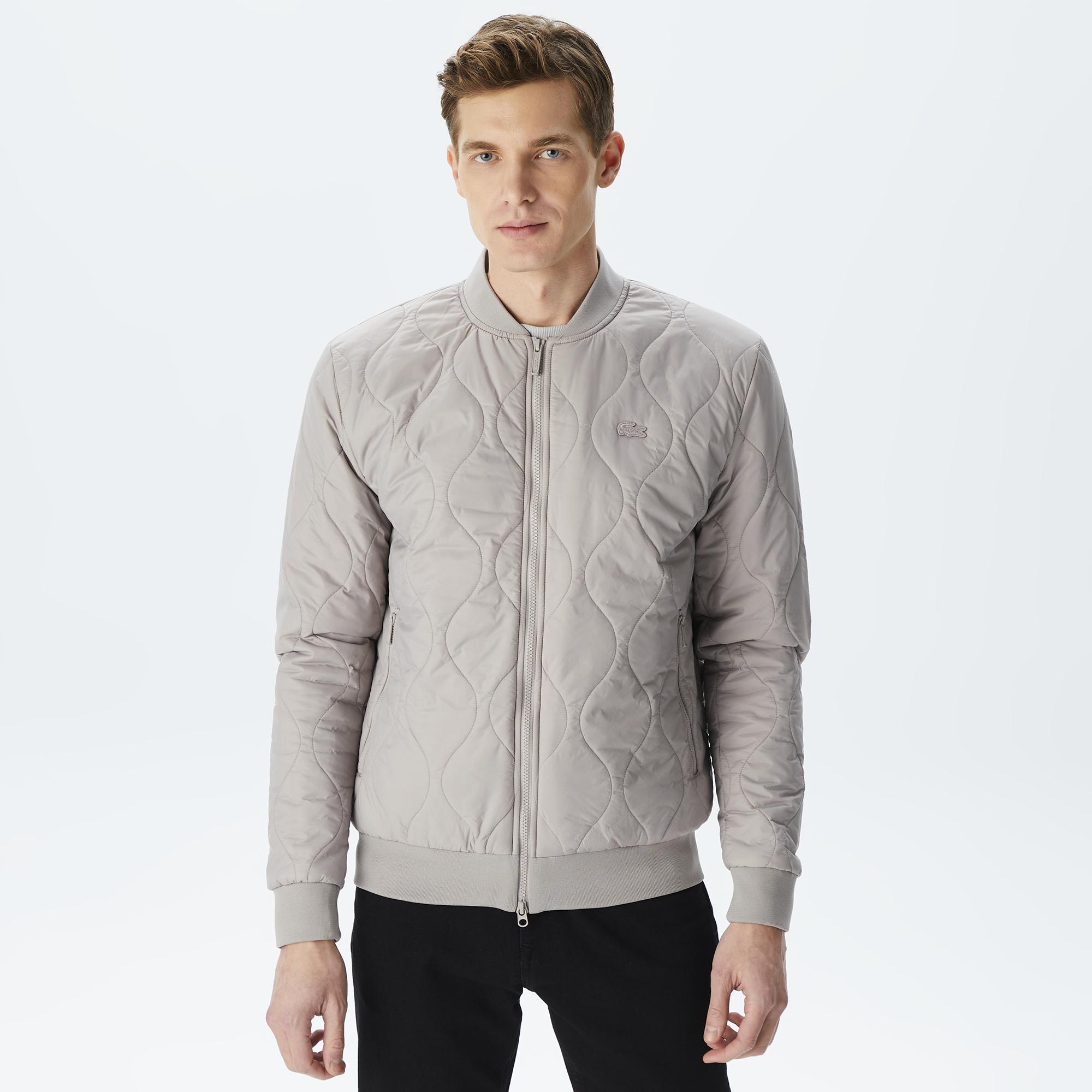 Erkek Dik Yaka Kapitone Gri Mont