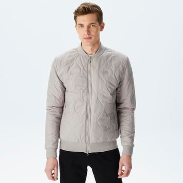  Erkek Dik Yaka Kapitone Gri Mont