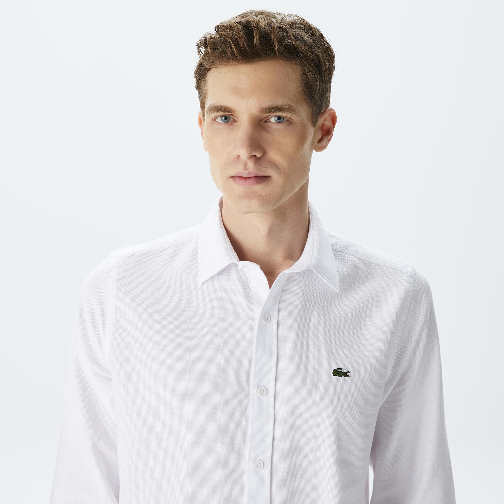 Erkek Slim Fit Beyaz Gömlek