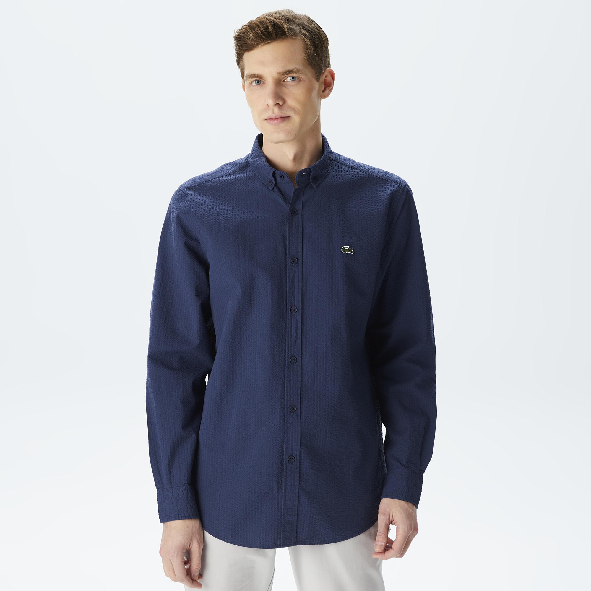 Erkek Regular Fit Organik Pamuk Lacivert Gömlek