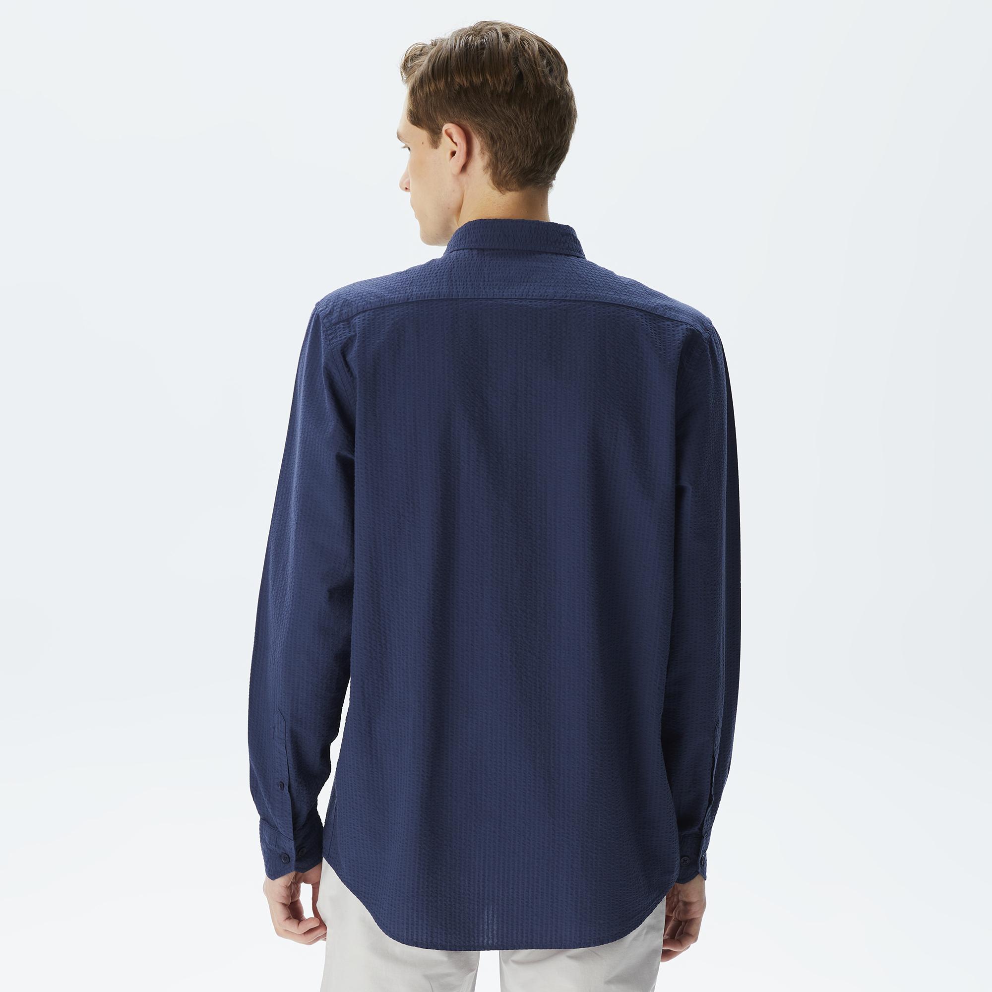 Erkek Regular Fit Organik Pamuk Lacivert Gömlek