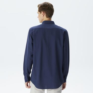  Erkek Regular Fit Organik Pamuk Lacivert Gömlek
