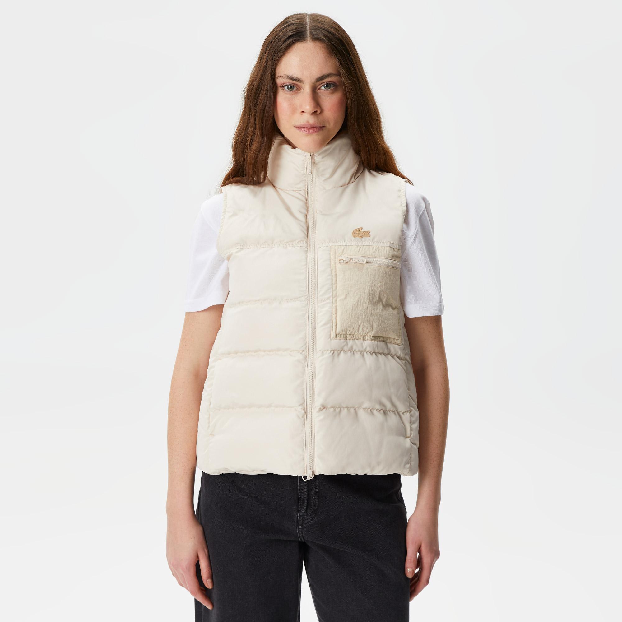 Kadın Dik Yaka Kapitone Bej Yelek