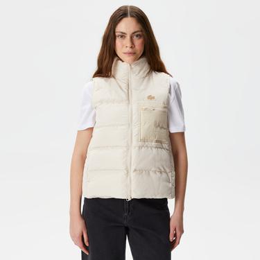  Kadın Dik Yaka Kapitone Bej Yelek