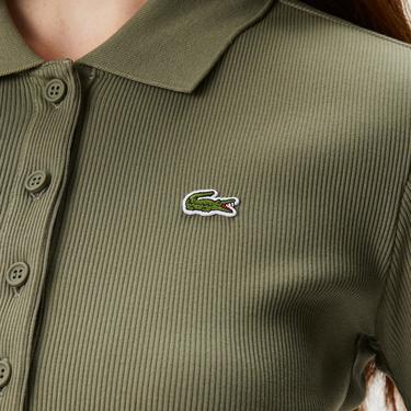  Kadın Slim Fit Organik Pamuk Yeşil Polo