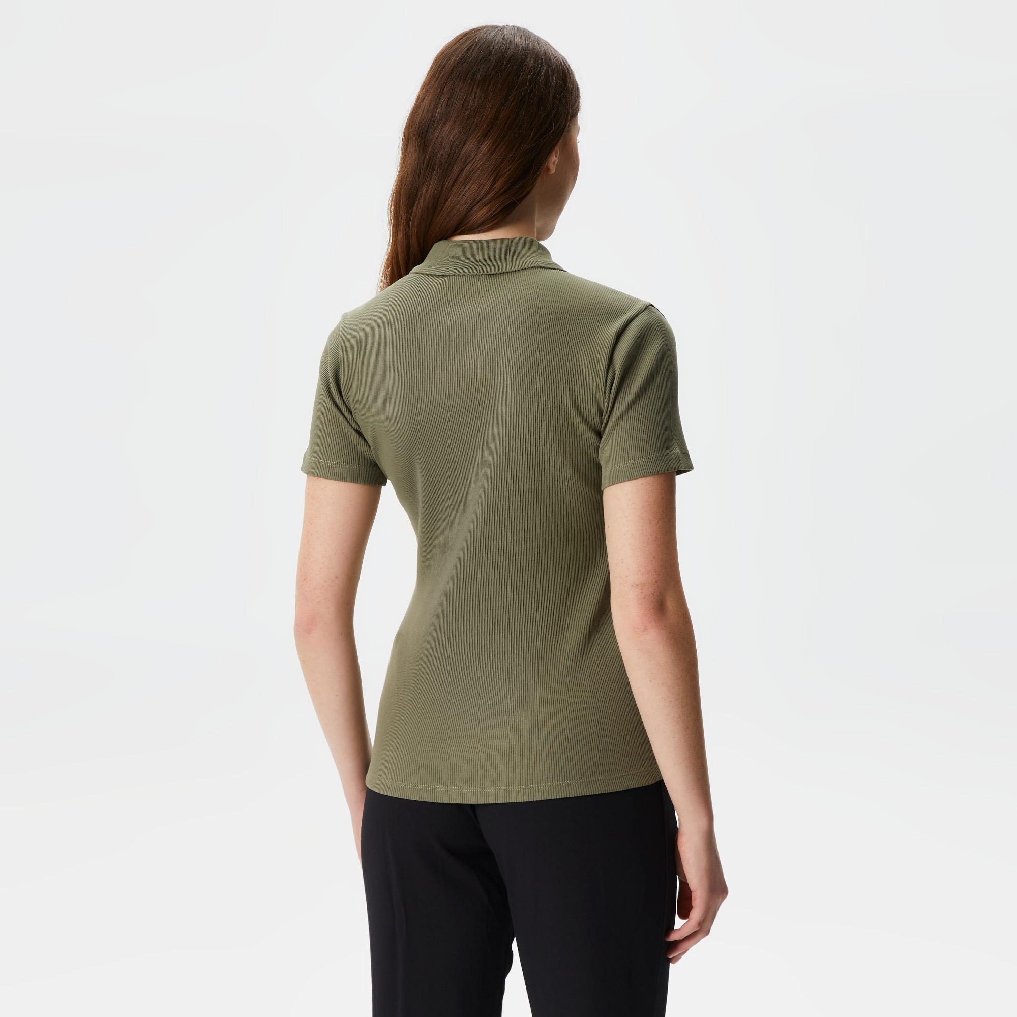 Kadın Slim Fit Organik Pamuk Yeşil Polo